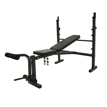 Banco de press de banca ajustable Force USA para entrenamiento de fuerza con estructura resistente y acolchado cómodo.