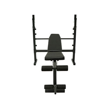 Banco de pesas ajustable Force USA para press de banca, con estructura resistente y superficie acolchada para entrenamiento de fuerza.