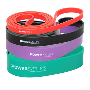 Bandas de fuerza Power Systems, accesorios de fitness para entrenamiento de resistencia y fuerza.