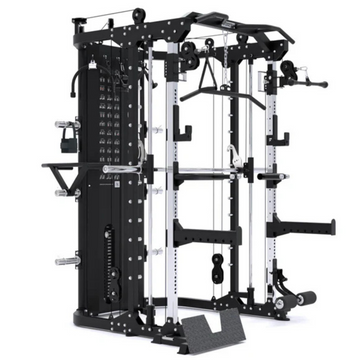 Entrenador todo en uno Force USA G12 para fuerza, vista izquierda, equipo de entrenamiento completo para fitness en casa.