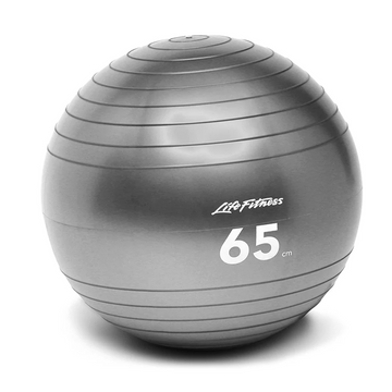 Pelota de estabilidad Life Fitness de color verde, tamaño mediano, diseñada para ejercicios de equilibrio y entrenamiento físico.